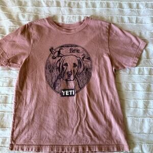 Yeti pink cotton t shirt with dog graphic KIDS